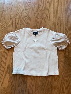 Emporio Armani Kids Cream Short-Sleeve Puff Top size 6